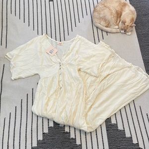 Maternity Maxi Dress Dolman Sleeve Abalone Button